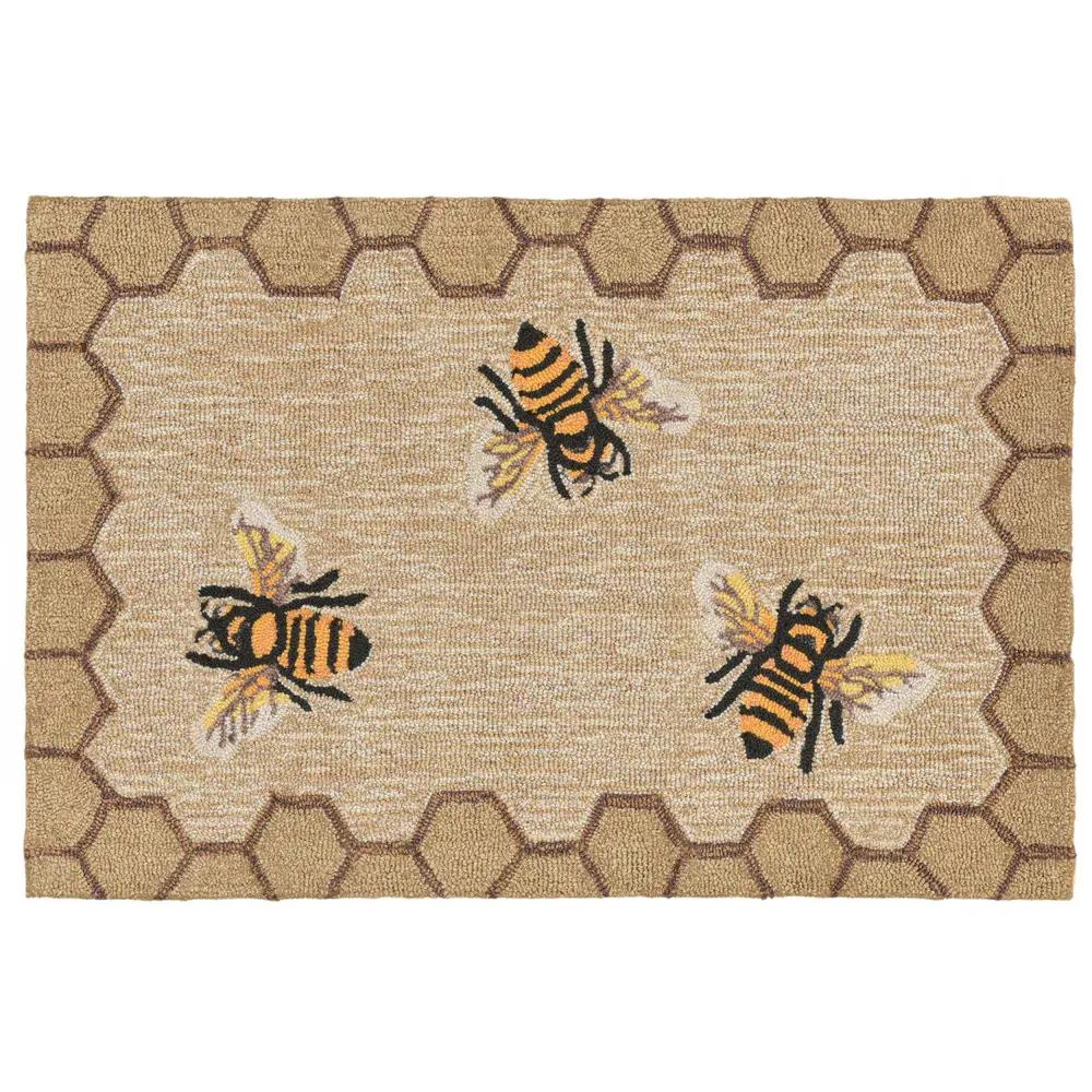Liora Manne Frontporch Honeycomb Bee Indoor/Outdoor Mat Natural 2' x 3'