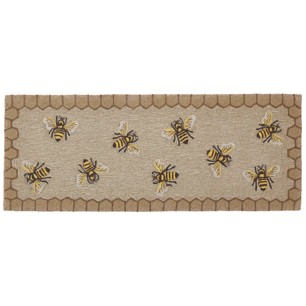 Liora Manne Frontporch Honeycomb Bee Indoor/Outdoor Mat Natural 2' x 5'
