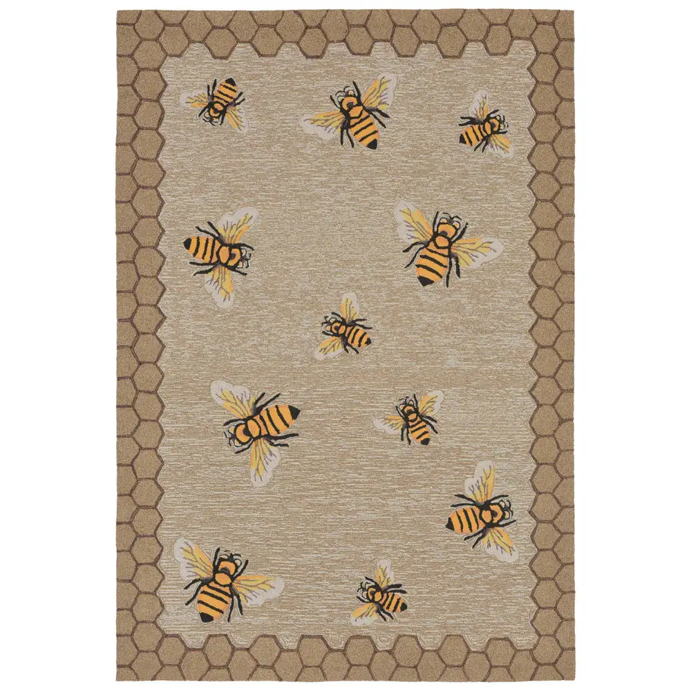 Liora Manne Frontporch Honeycomb Bee Indoor/Outdoor Mat Natural 5' x 7'6