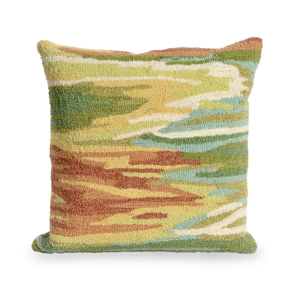 Liora Manne Frontporch Watercolor Indoor/Outdoor Pillow Green 18