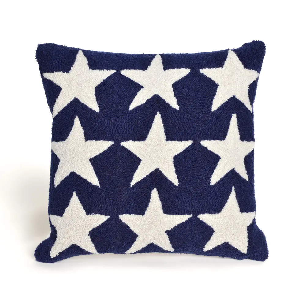 Liora Manne Frontporch Stars Indoor/Outdoor Pillow Blue 18