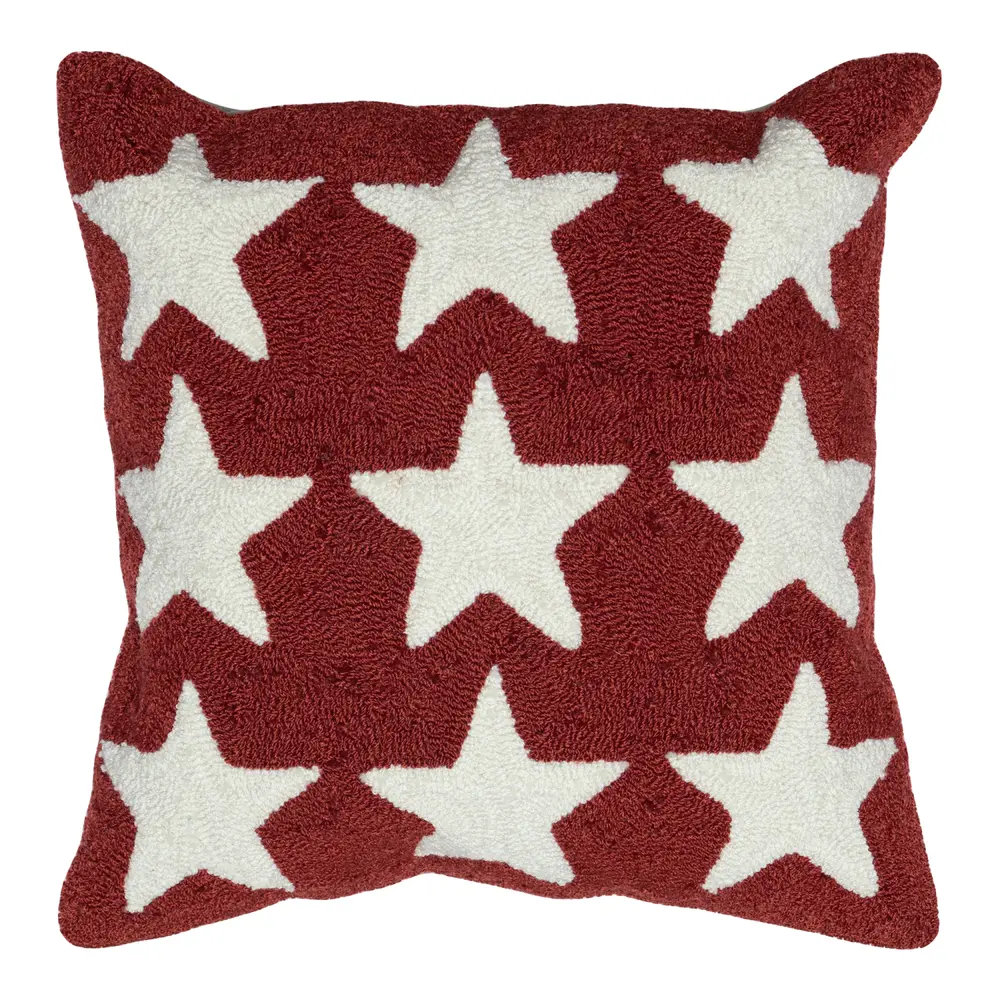Liora Manne Frontporch Stars Indoor/Outdoor Pillow Red 18