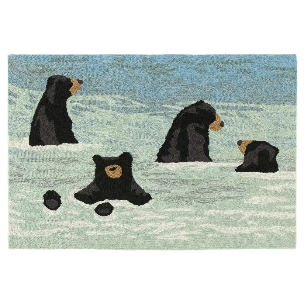 Liora Manne Frontporch Bathing Bears Indoor/Outdoor Mat Water 2'6