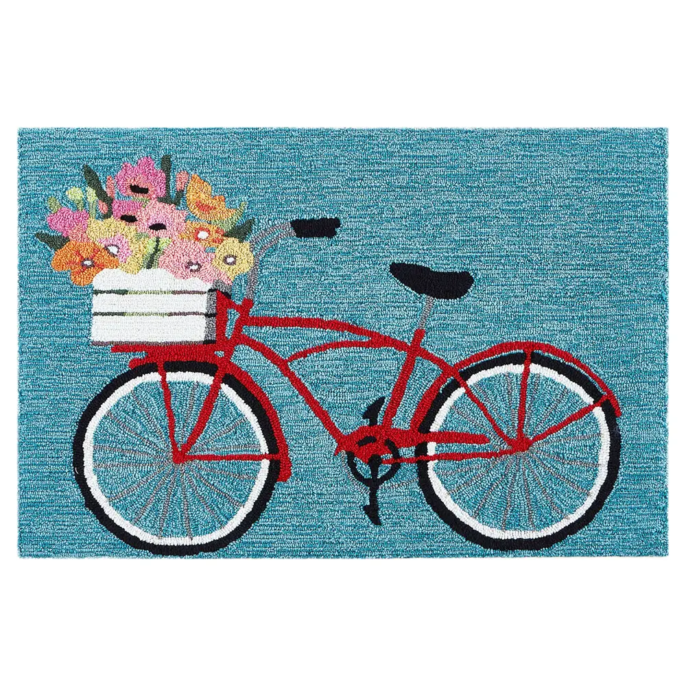 Liora Manne Frontporch Bike Ride Indoor/Outdoor Mat Blue 2' x 3'