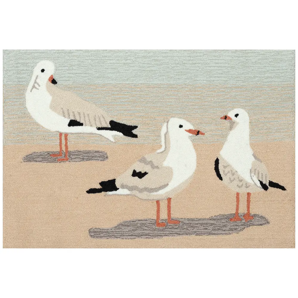 Liora Manne Frontporch Gulls Indoor/Outdoor Mat Sand 2' x 3'