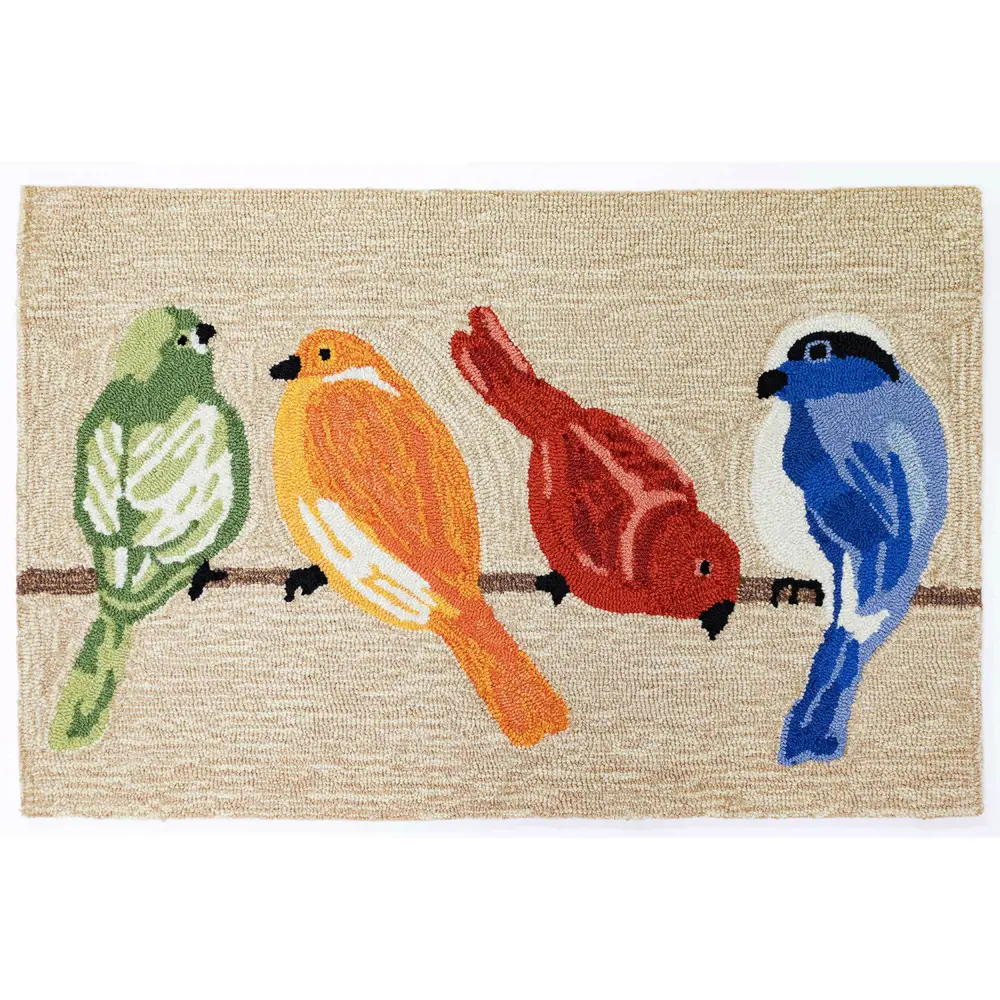 Liora Manne Frontporch Birds Indoor/Outdoor Mat Neutral 2' x 3'