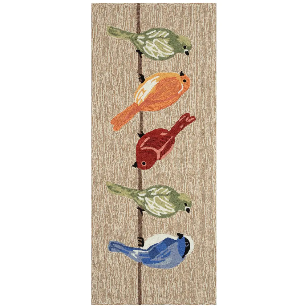 Liora Manne Frontporch Birds Indoor/Outdoor Mat Neutral 2' x 5'