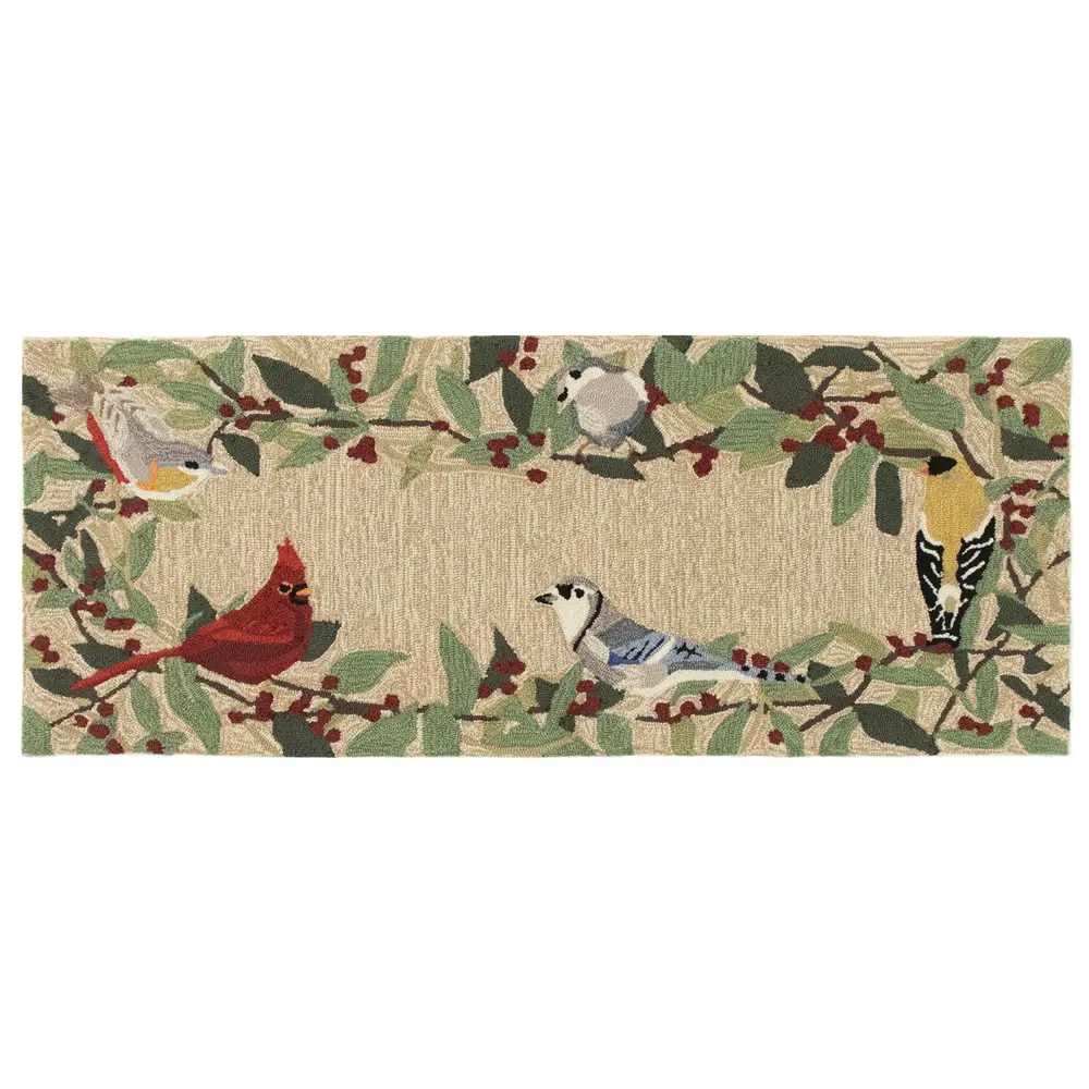 Liora Manne Frontporch Bird Border Indoor/Outdoor Mat Natural 2' x 5'