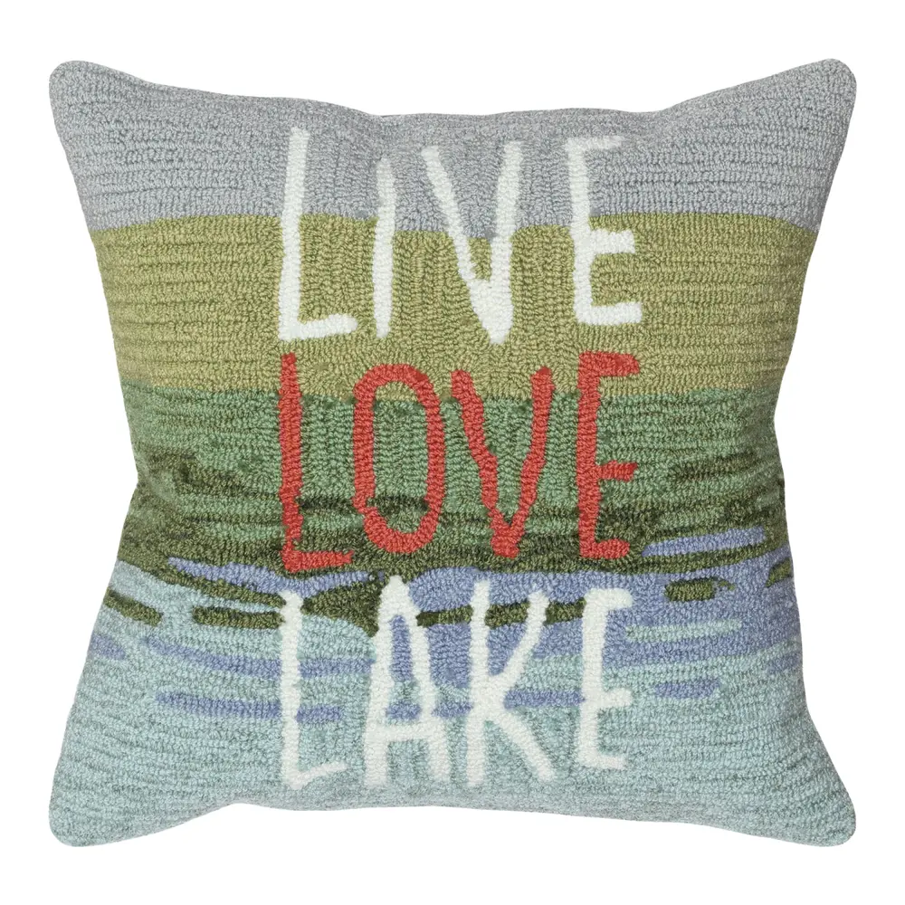 Liora Manne Frontporch Live Love Lake Indoor/Outdoor Pillow Water 18