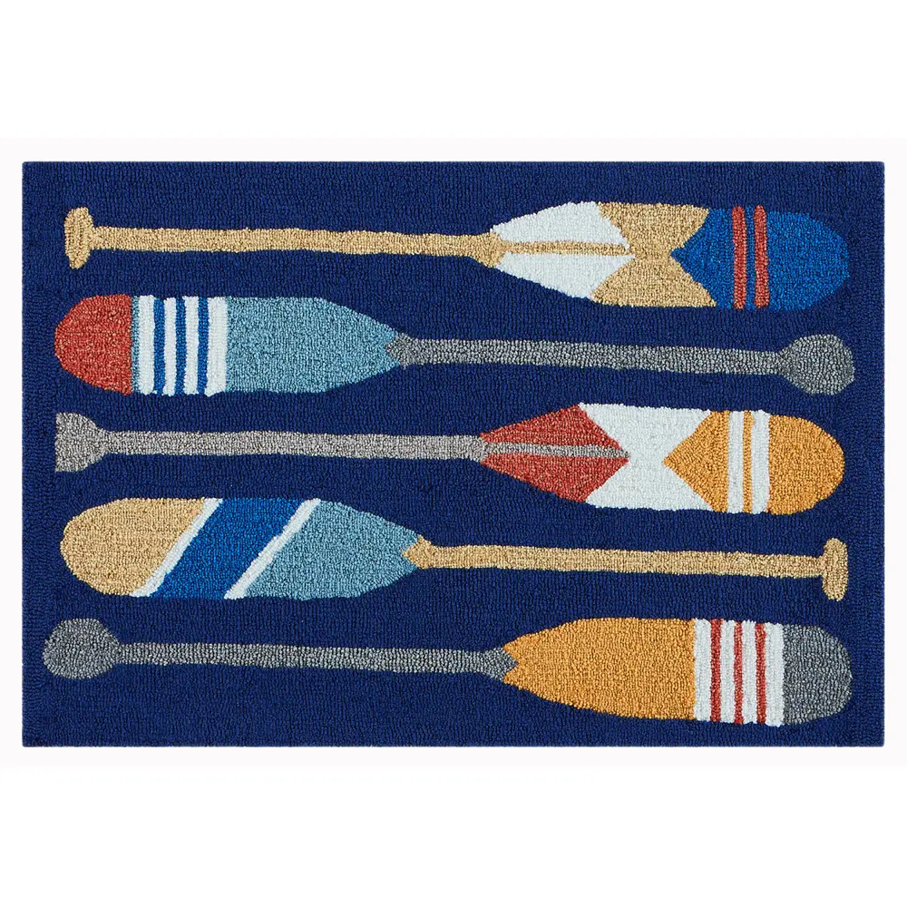 Liora Manne Frontporch Paddles Indoor/Outdoor Mat Navy 2' x 3'