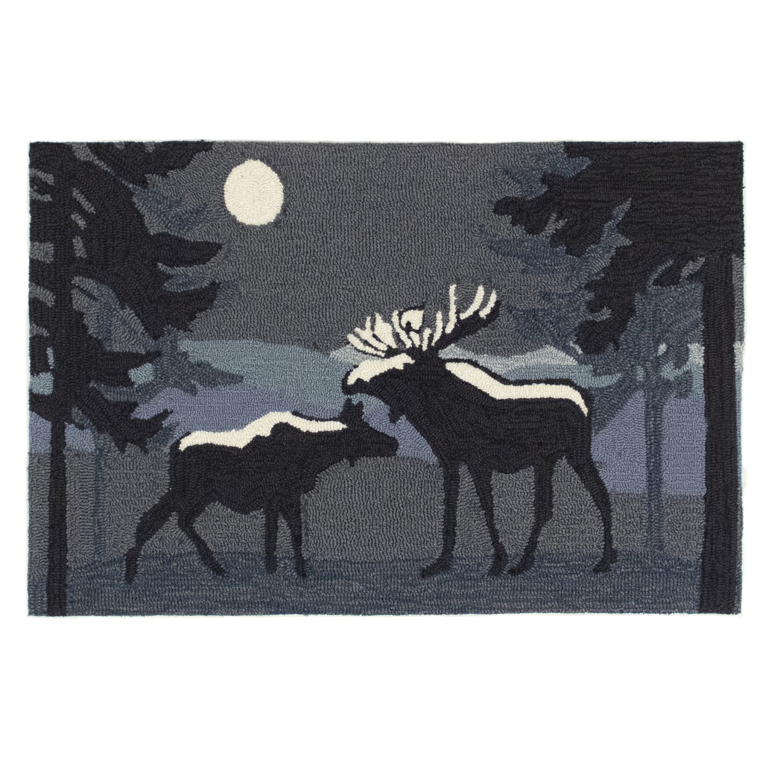 Liora Manne Frontporch Moonlit Moose Indoor/Outdoor Mat Night 2' x 3'