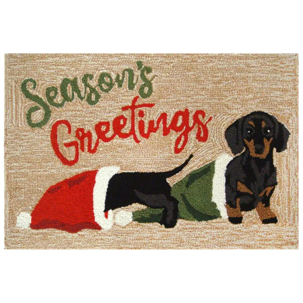 Liora Manne Frontporch Dachsund Greetings Indoor/Outdoor Mat Neutral 2'6