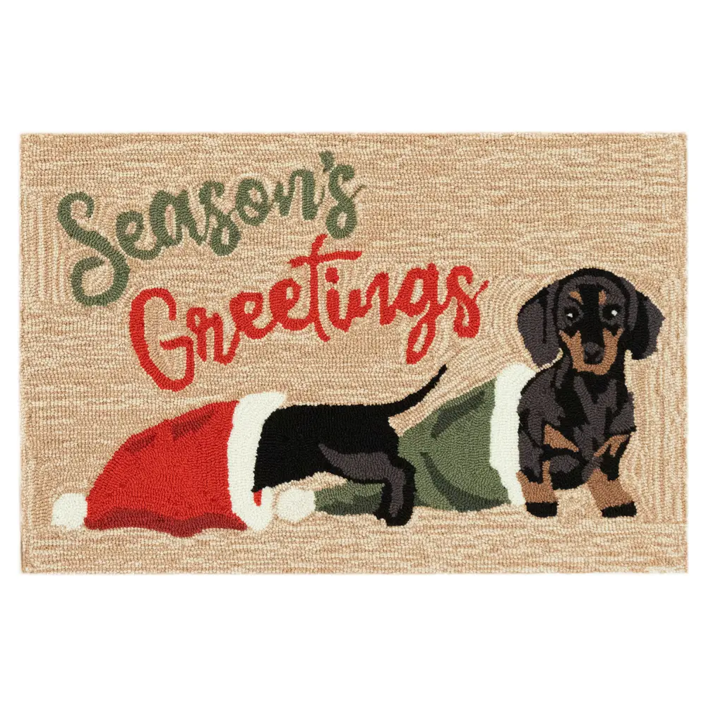 Liora Manne Frontporch Dachsund Greetings Indoor/Outdoor Mat Neutral 1'8
