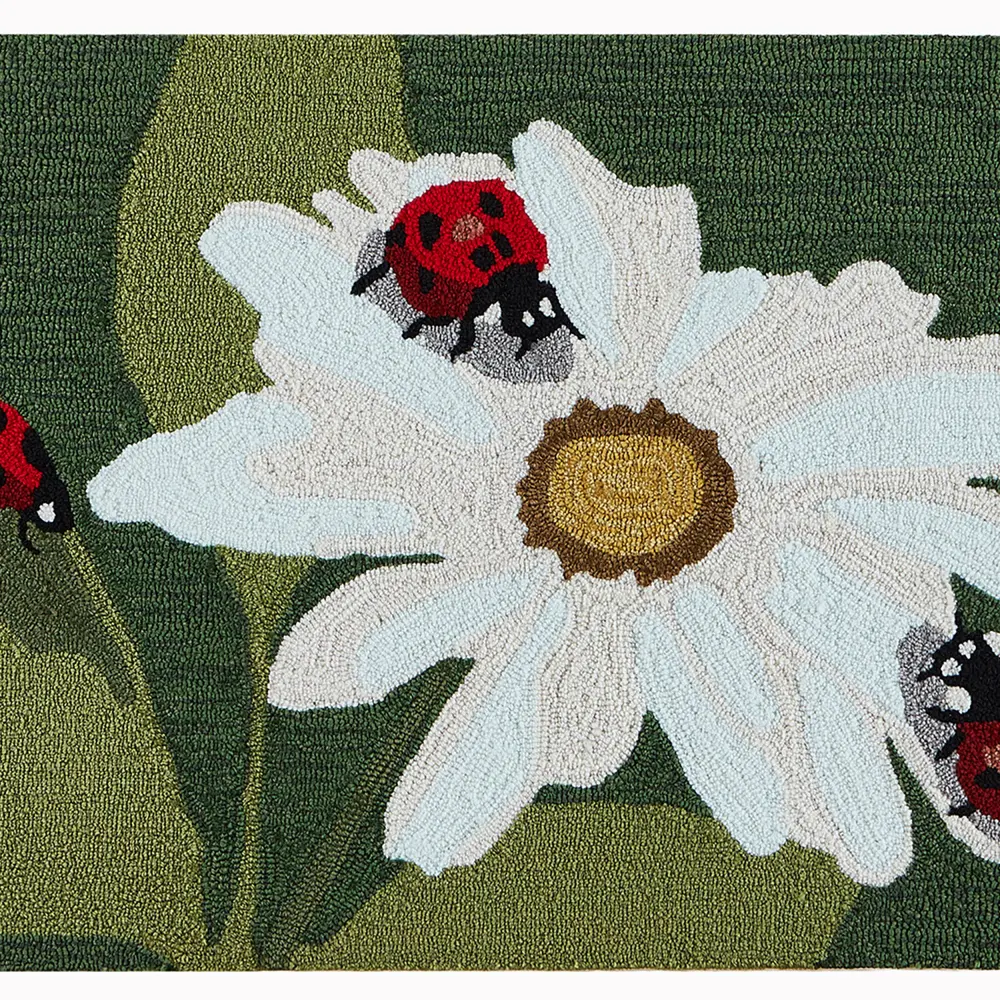 Liora Manne Frontporch Ladybugs Indoor/Outdoor Mat Green 2' x 3'
