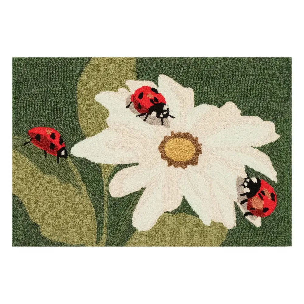 Liora Manne Frontporch Ladybugs Indoor/Outdoor Mat Green 1'8