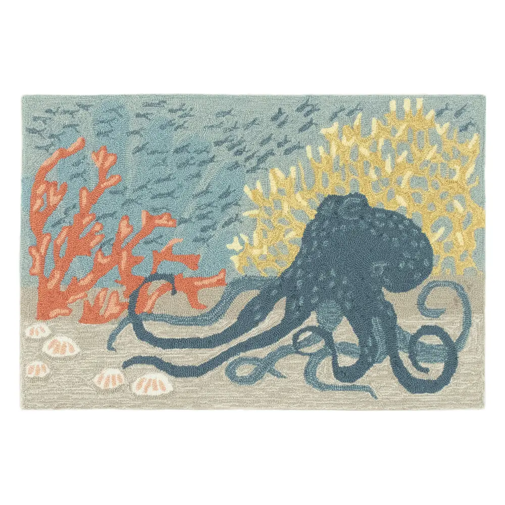 Liora Manne Frontporch Octopus Indoor/Outdoor Mat Ocean 2'6