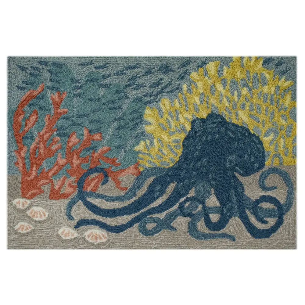 Liora Manne Frontporch Octopus Indoor/Outdoor Mat Ocean 1'8