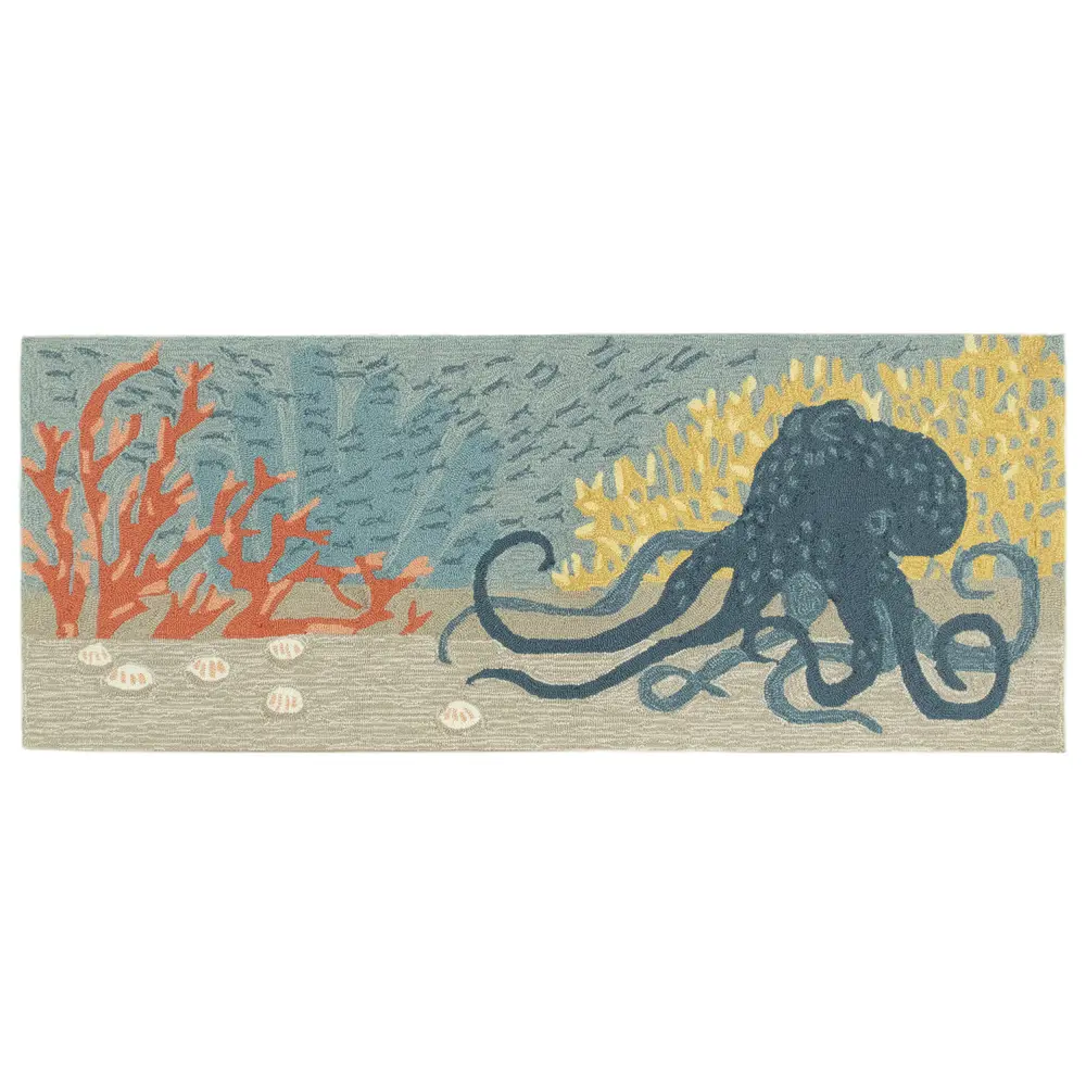 Liora Manne Frontporch Octopus Indoor/Outdoor Mat Ocean 2' x 5'