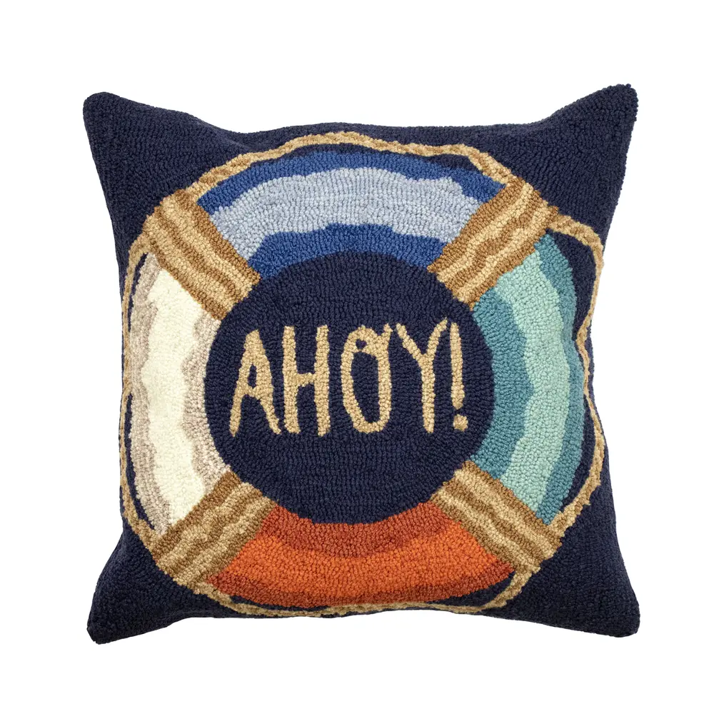 Liora Manne Frontporch Ahoy Indoor/Outdoor Pillow Navy 18