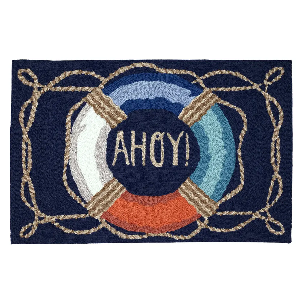 Liora Manne Frontporch Ahoy Indoor/Outdoor Mat Navy 2' x 3'