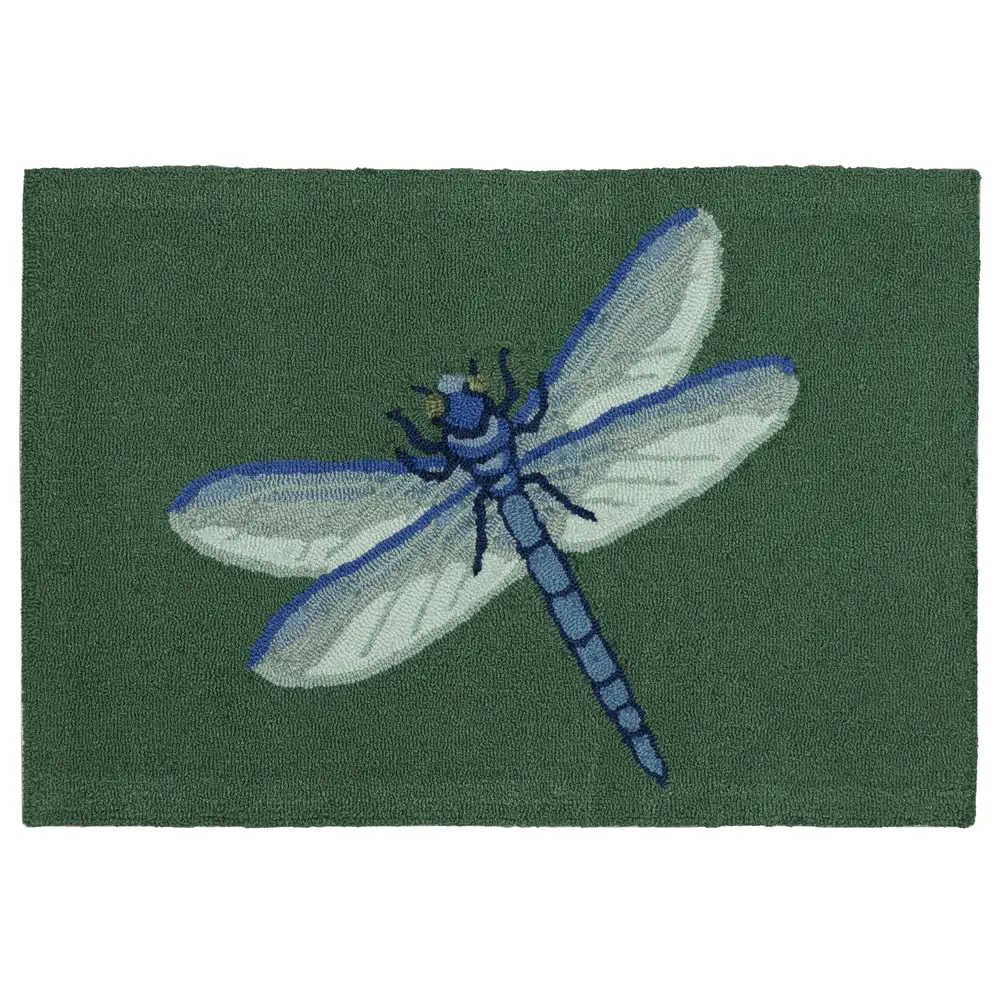 Liora Manne Frontporch Garden Dragonfly Indoor/Outdoor Mat Green 2' x 3'