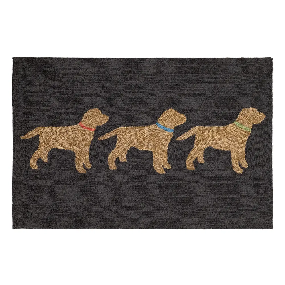 Liora Manne Frontporch Yellow Labs Indoor/Outdoor Mat Charcoal 2' x 3'