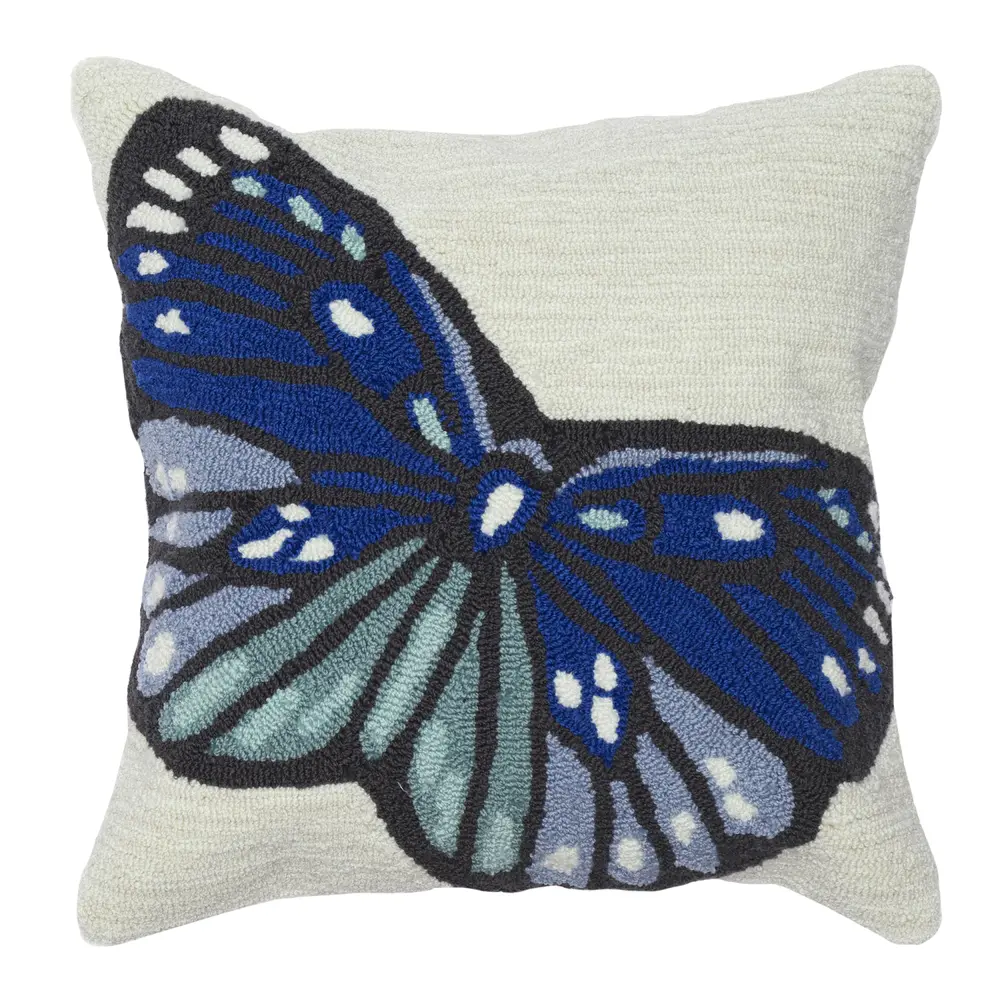 Liora Manne Frontporch Butterfly Indoor/Outdoor Pillow Blue 18