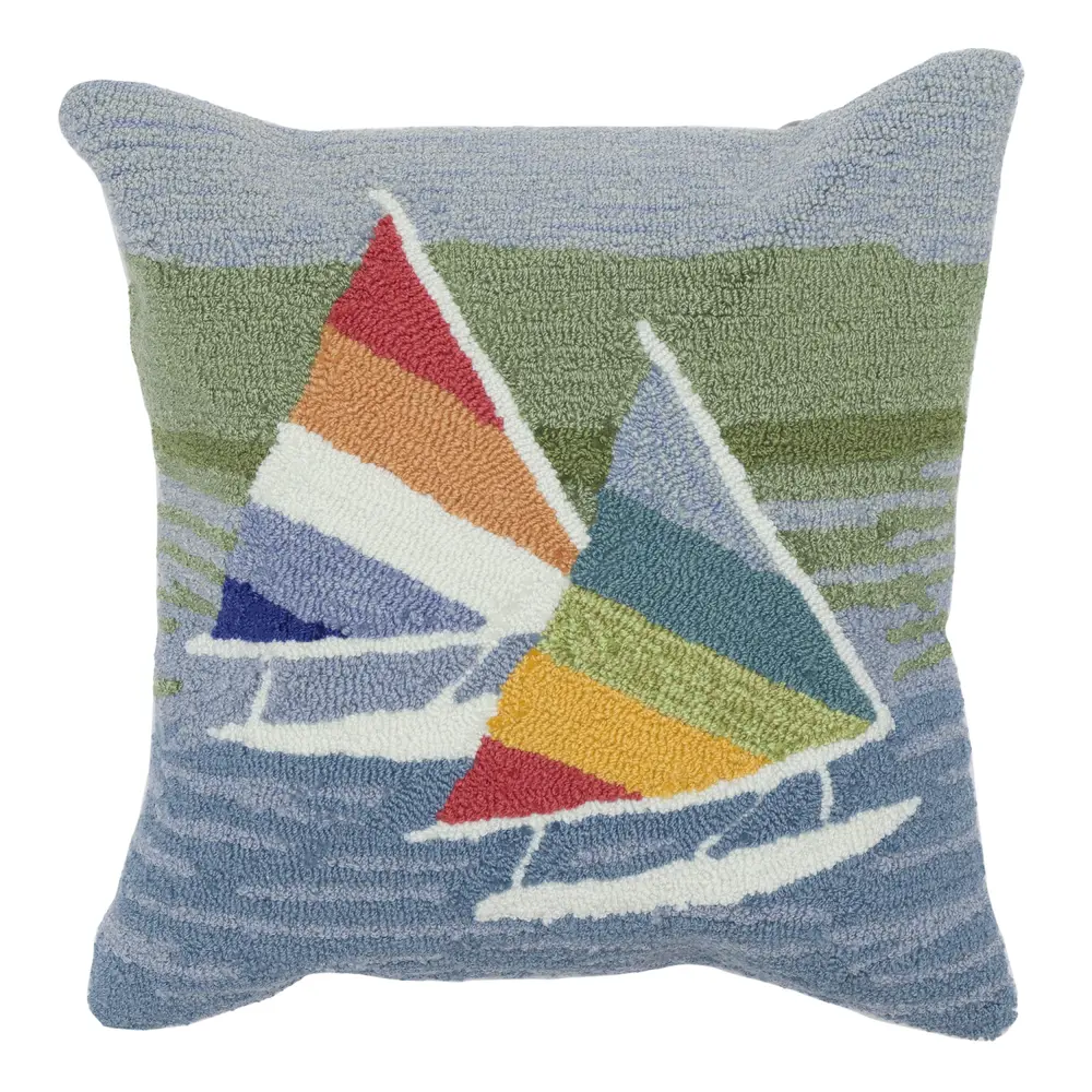 Liora Manne Frontporch Sailing Indoor/Outdoor Pillow Lake 18