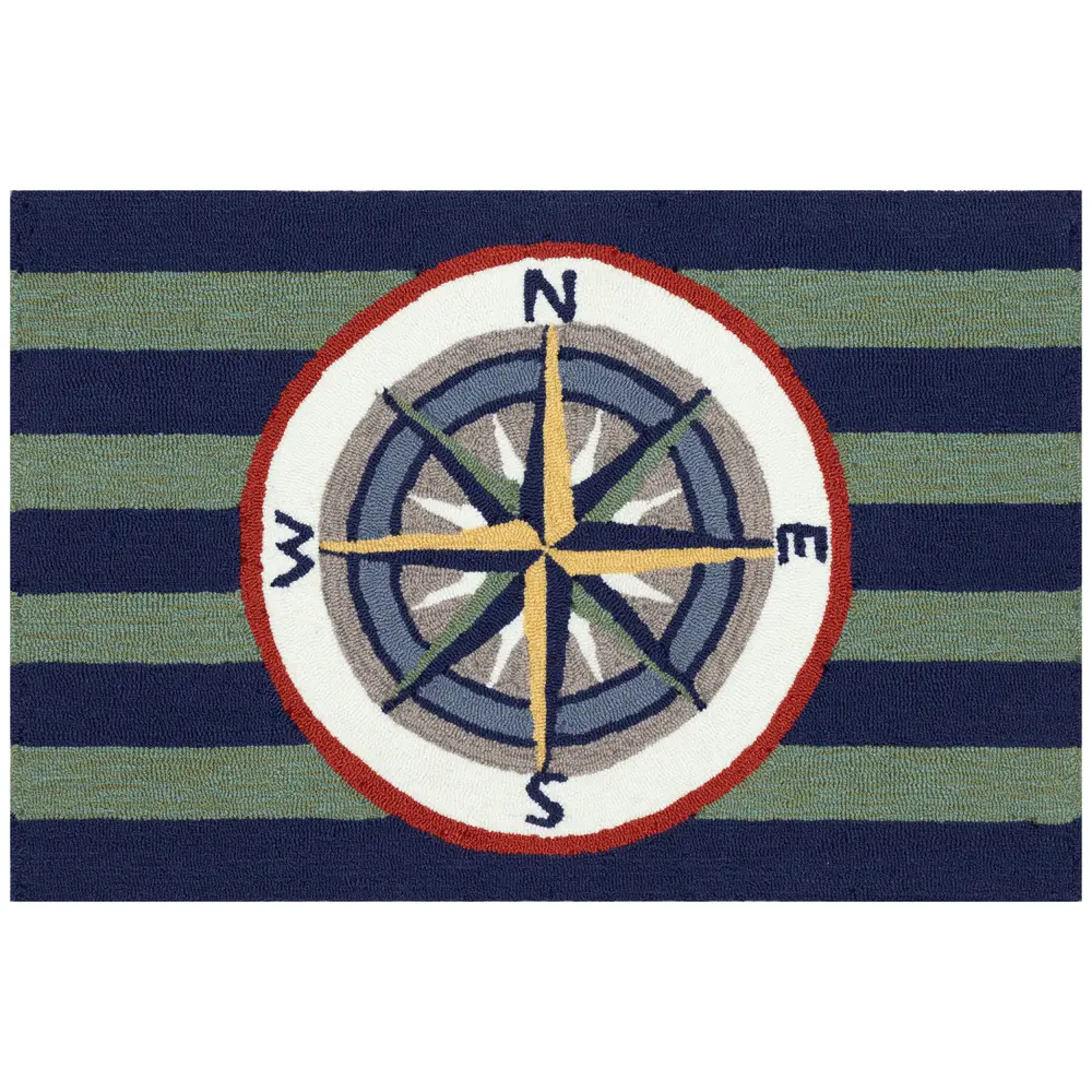 Liora Manne Frontporch Striped Compass Indoor/Outdoor Mat Multi 1'8