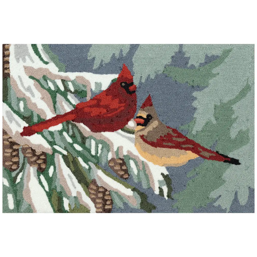 Liora Manne Frontporch Cardinal Christmas Day Indoor/Outdoor Mat Multi 2' x 3'
