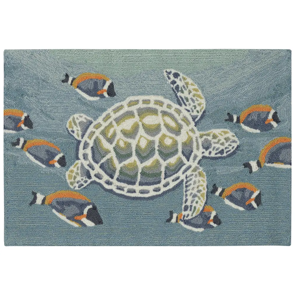 Liora Manne Frontporch Turtle And Fish Indoor/Outdoor Mat Ocean 1'8