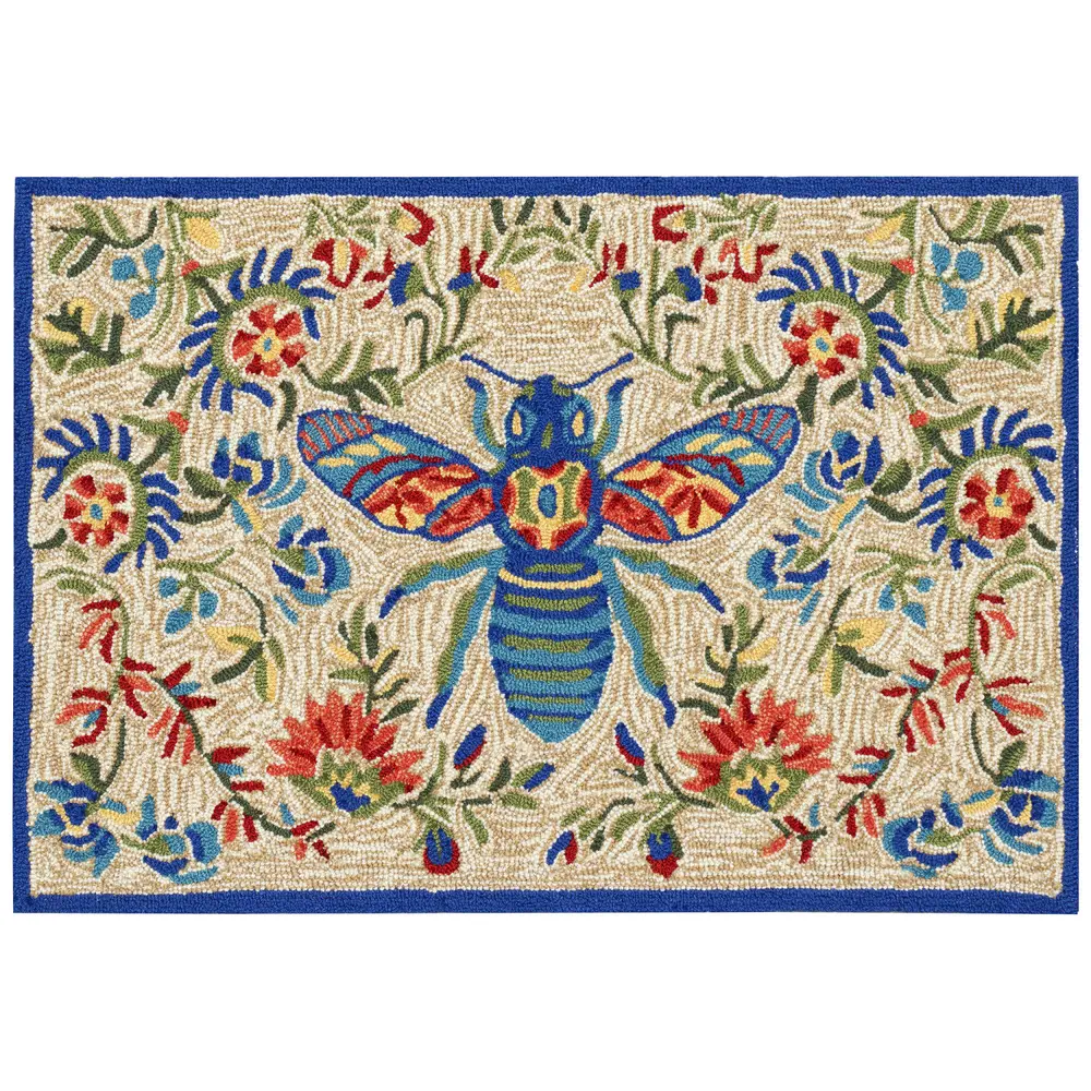 Liora Manne Frontporch Flora Bee Indoor/Outdoor Mat Multi/natural 2'6