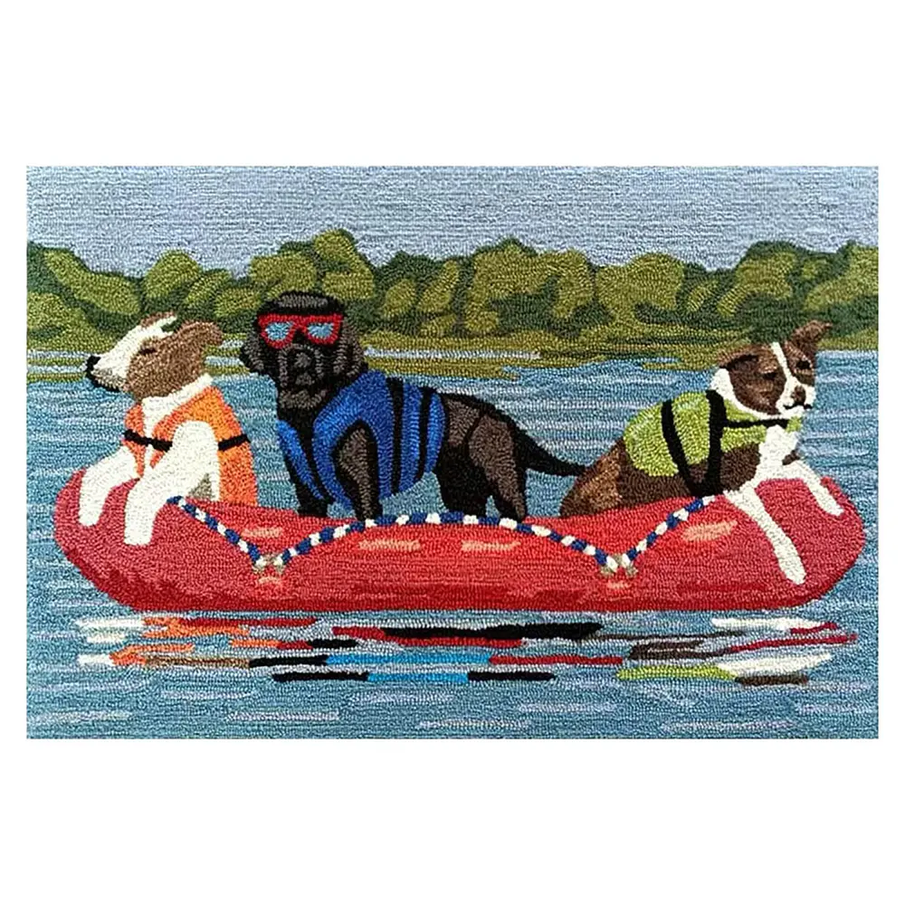 Liora Manne Frontporch Rafting Dogs Indoor/Outdoor Mat Multi 2' x 3'