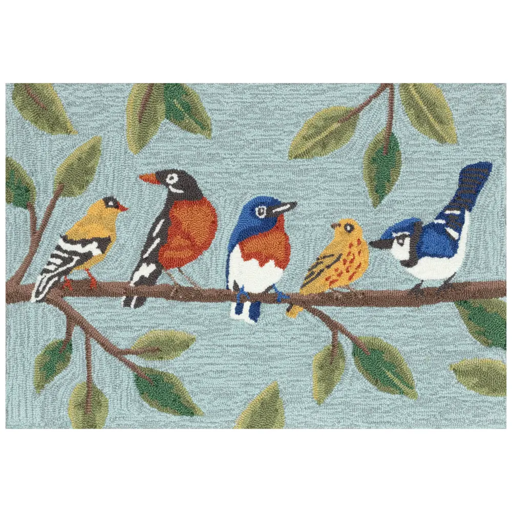 Liora Manne Frontporch Birds On  A Branch Indoor/Outdoor Mat Blue 2'6
