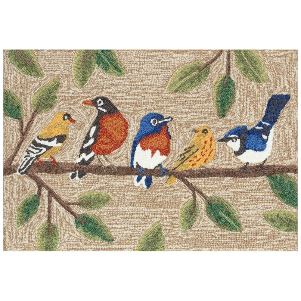 Liora Manne Frontporch Birds On A Branch Indoor/Outdoor Mat Natural 1'8