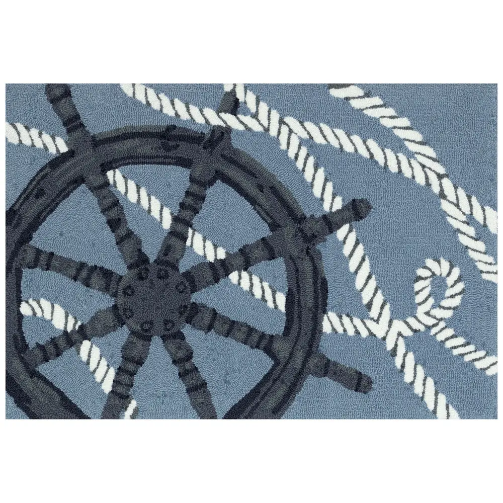 Liora Manne Frontporch Captain's Wheel Indoor/Outdoor Mat Marine 2' x 3'