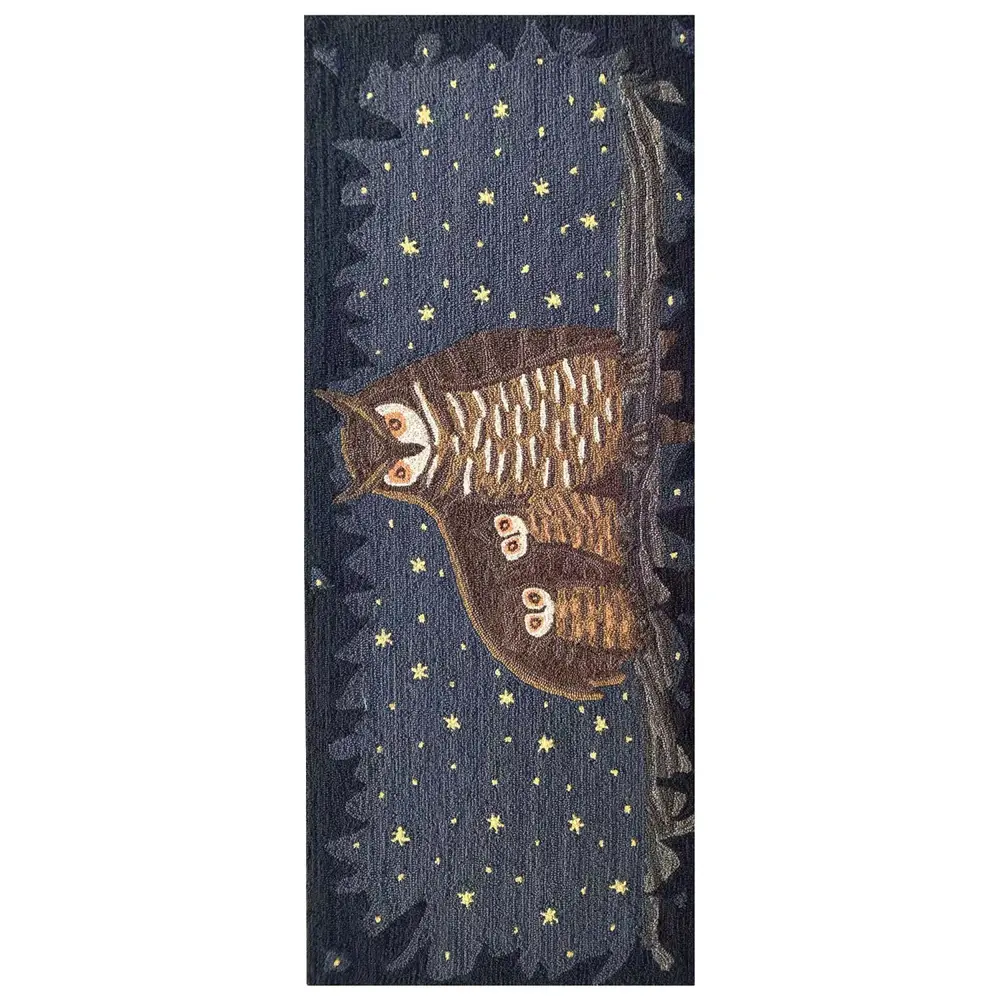 Liora Manne Frontporch Owl Family Indoor/Outdoor Mat Midnight 2' x 5'