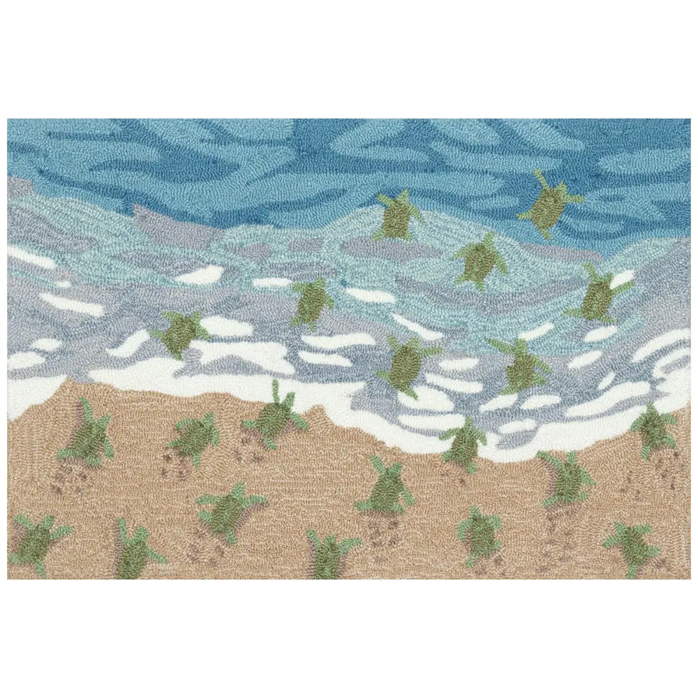 Liora Manne Frontporch Turtle Beach Indoor/Outdoor Mat Ocean 1'8