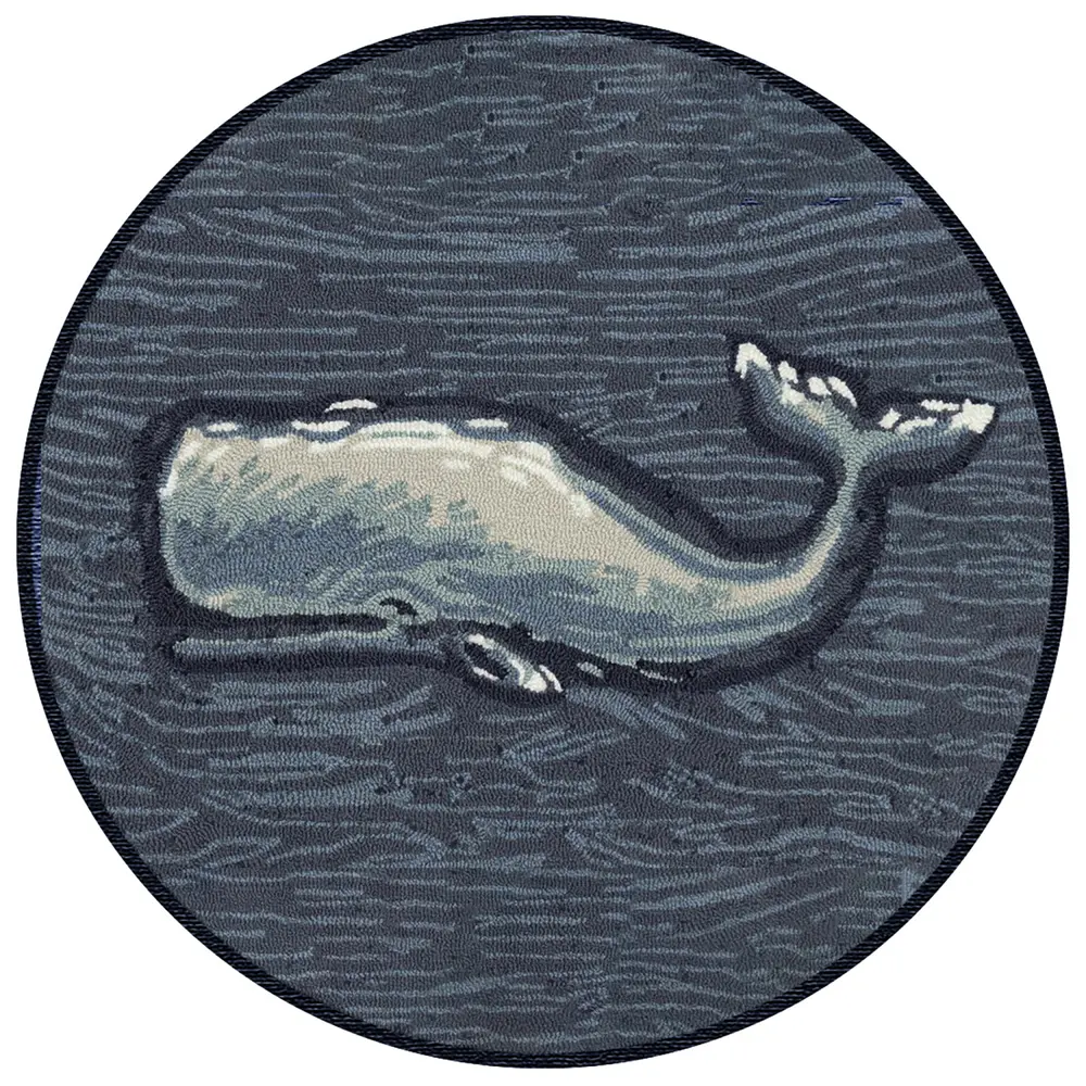 Liora Manne Frontporch Whale Indoor/Outdoor Mat Ocean 3' Round