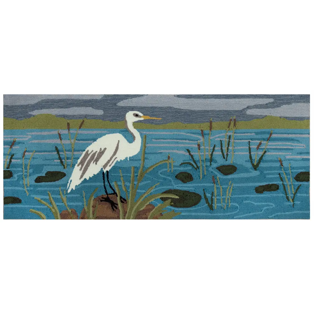 Liora Manne Frontporch Egret Indoor/Outdoor Mat Lake 2' x 5'