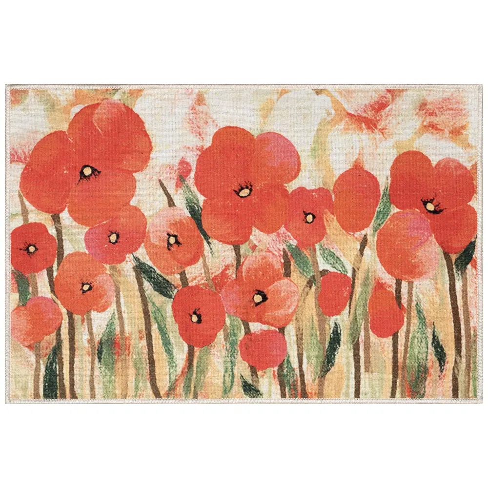 Liora Manne Impressions Poppies Indoor Mat Red 1'11
