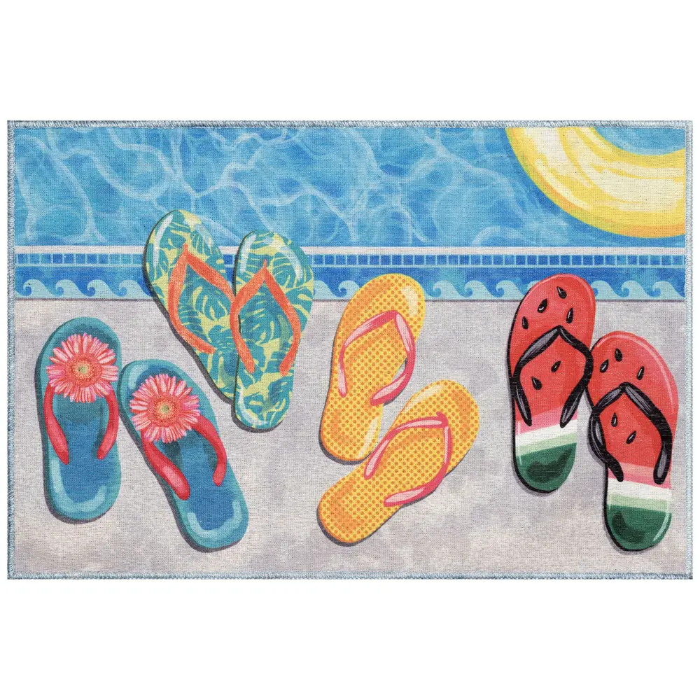 Liora Manne Impressions Poolside Flip Flops Indoor Mat Multi 1'11