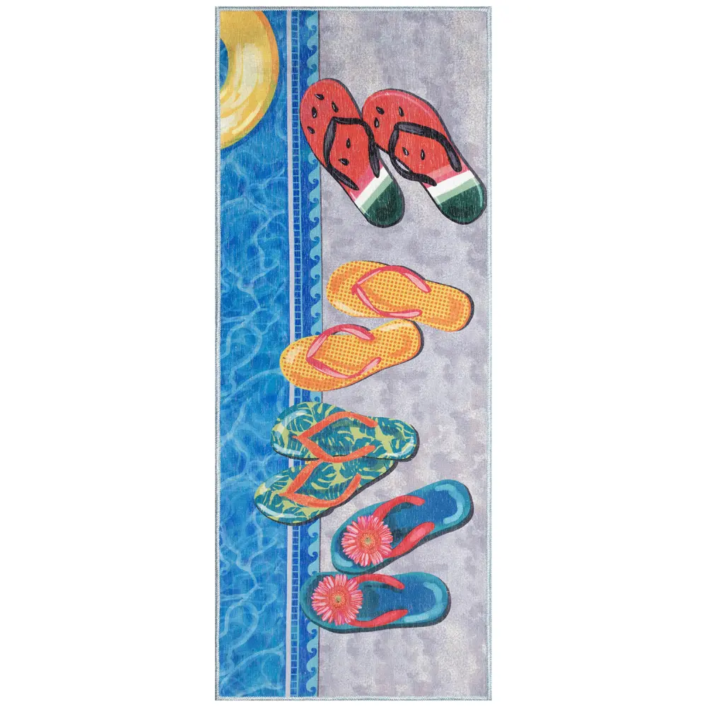 Liora Manne Impressions Poolside Flip Flops Indoor Mat Multi 1'11