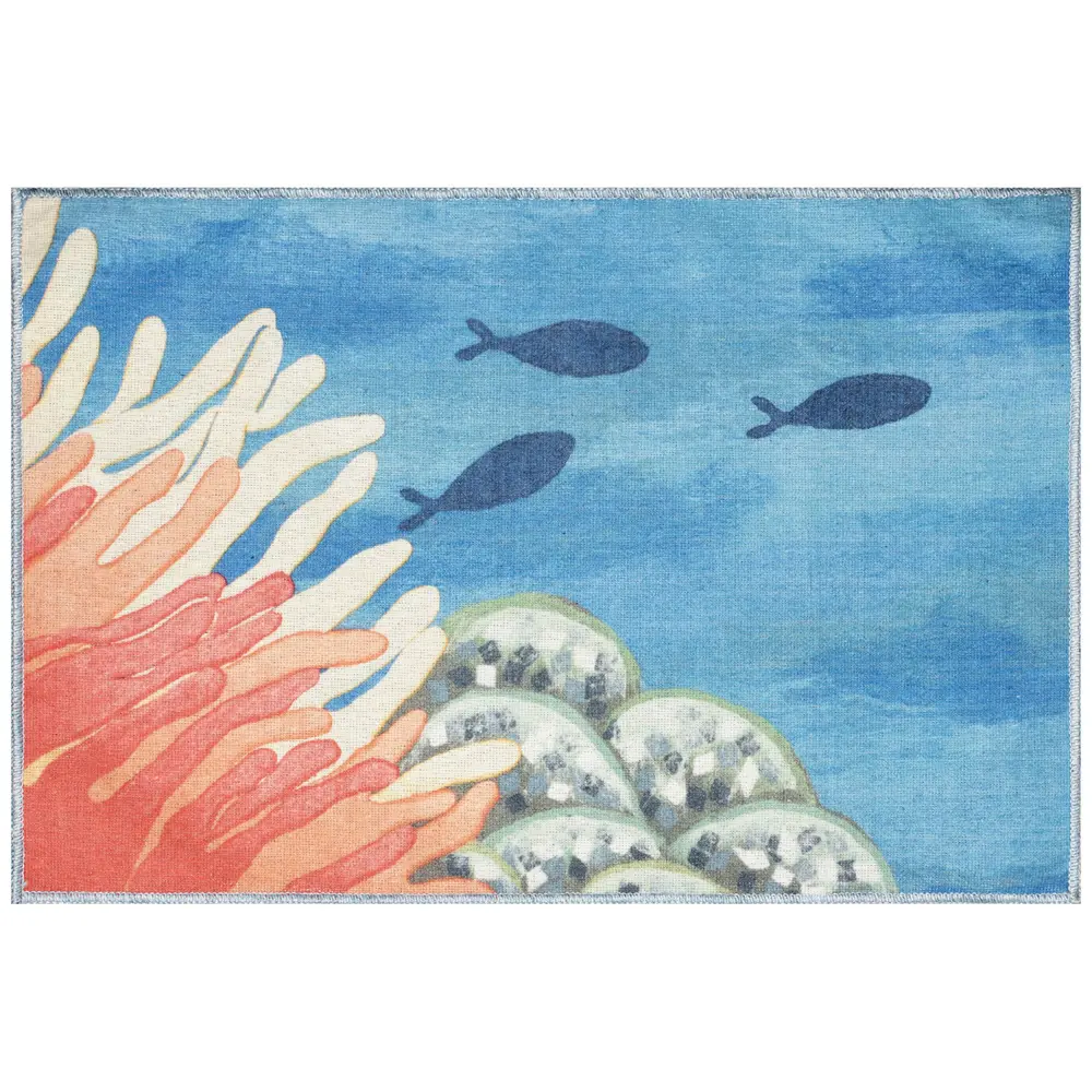 Liora Manne Impressions Reef Border Indoor Mat Ocean 1'11