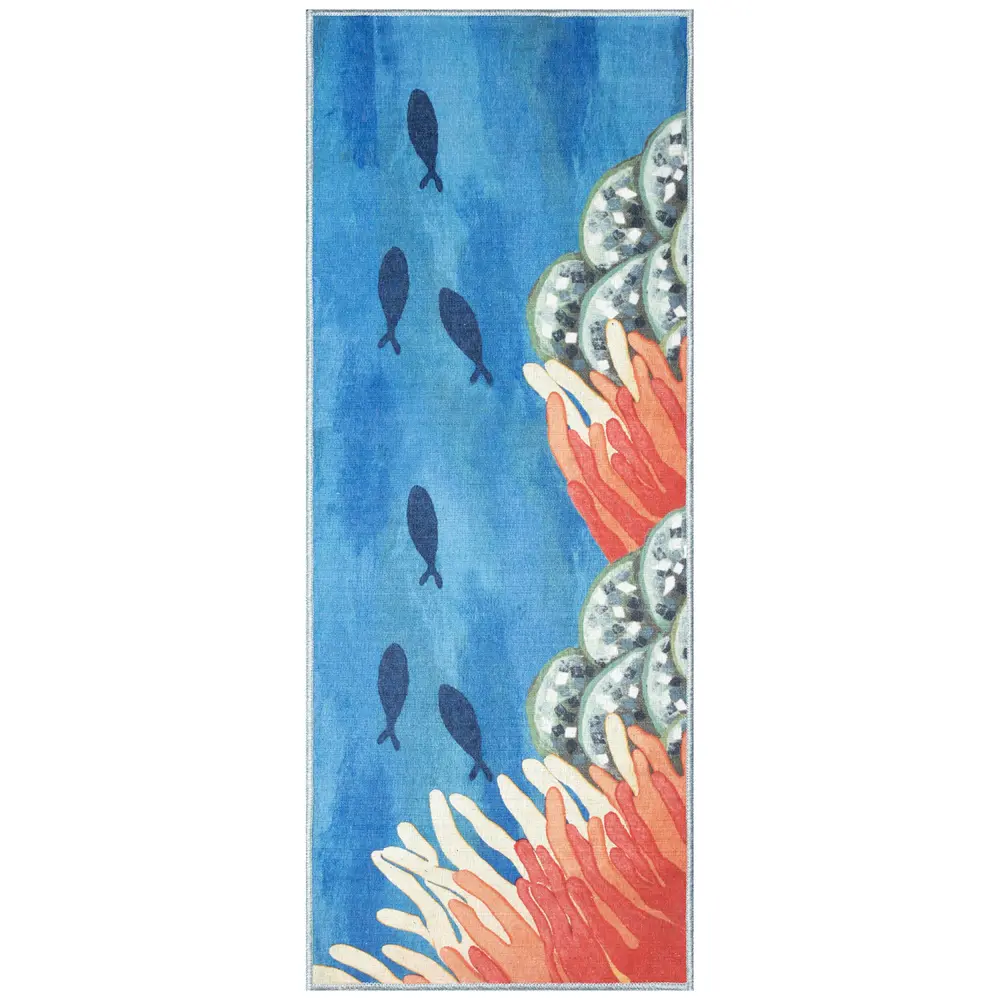 Liora Manne Impressions Reef Border Indoor Mat Ocean 1'11