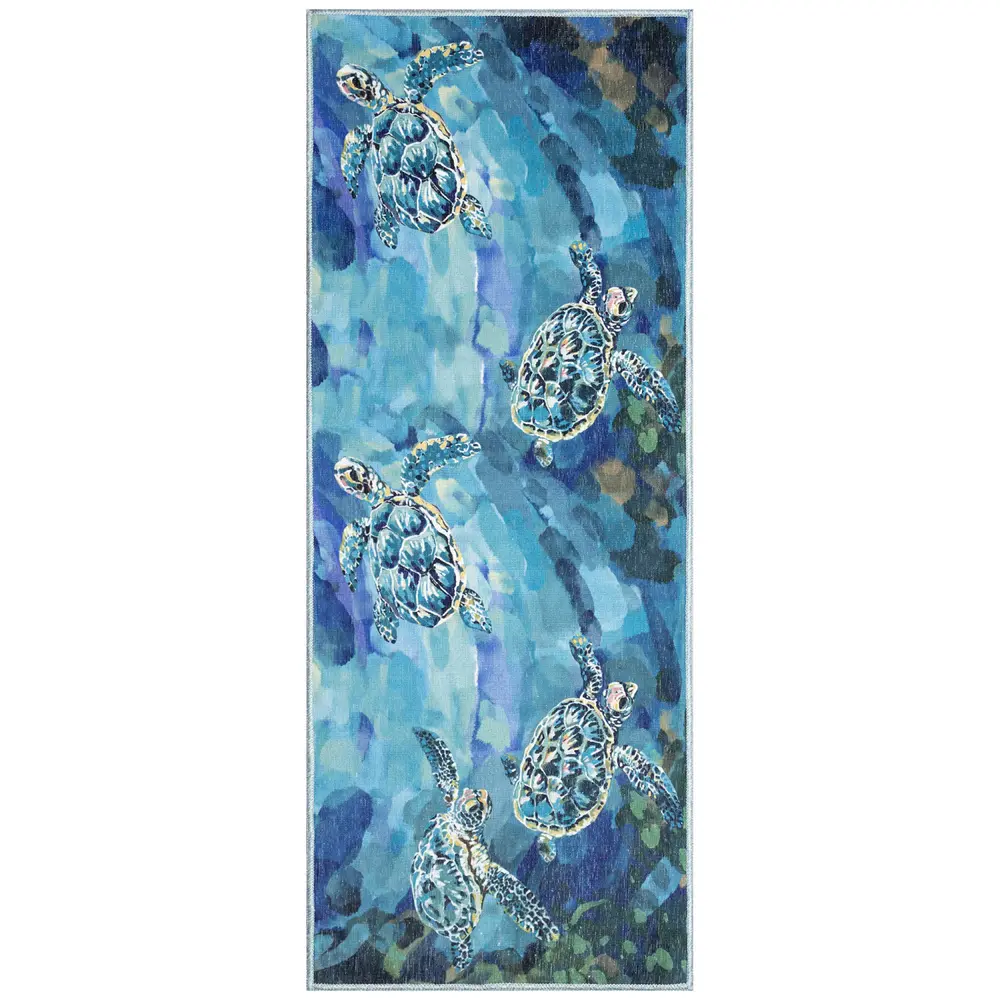 Liora Manne Impressions Seaturtles Indoor Mat Ocean 1'11