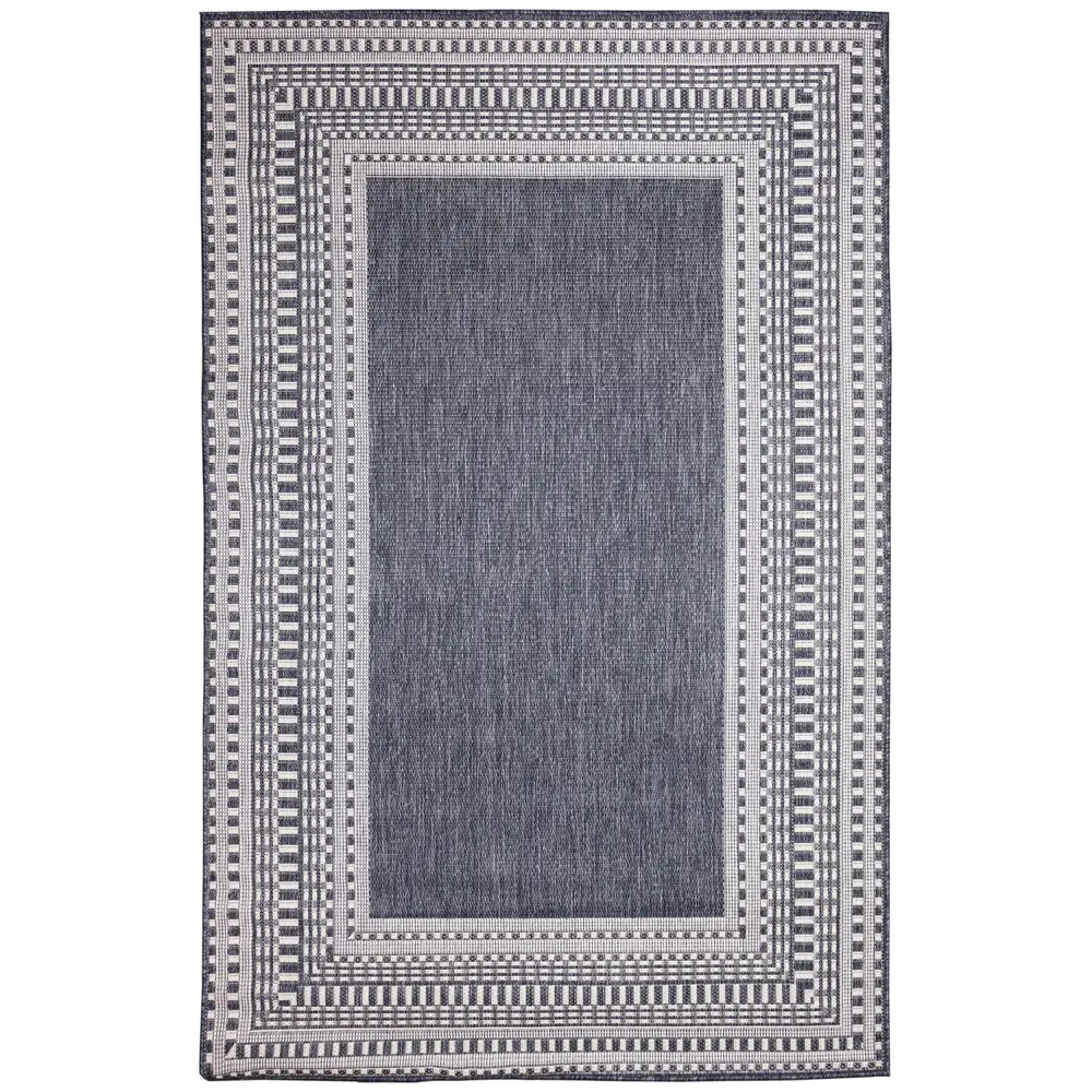 Liora Manne Malibu Etched Border Indoor/Outdoor Area Rug Navy 6'6