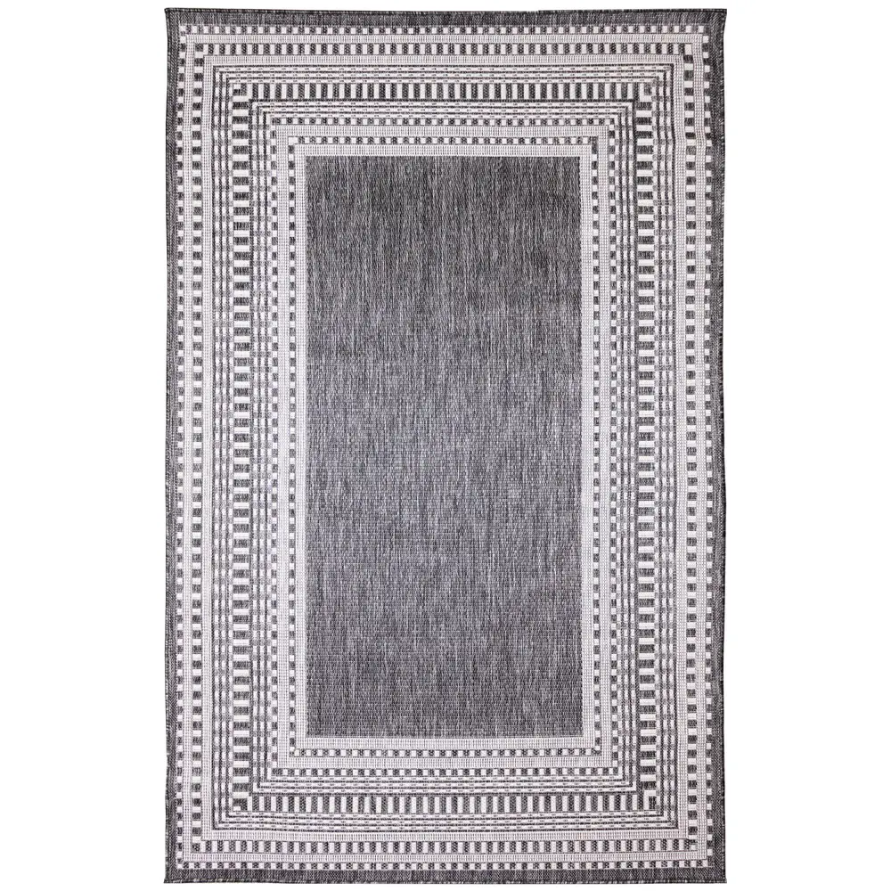 Liora Manne Malibu Etched Border Indoor/Outdoor Area Rug Charcoal 4'10