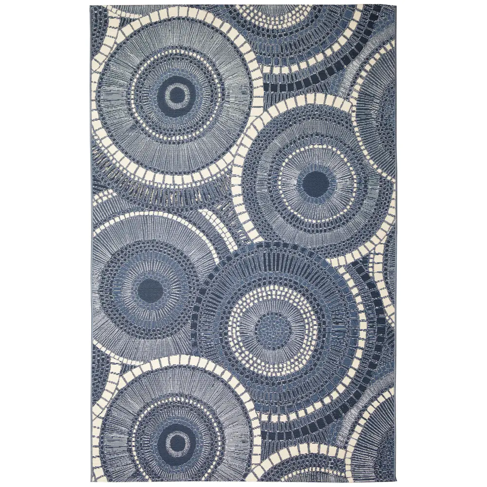 Liora Manne Marina Circles Indoor/Outdoor Area Rug Delft 4'10
