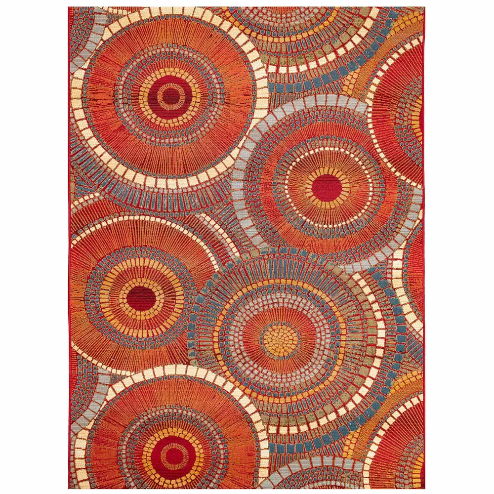 Liora Manne Marina Circles Indoor/Outdoor Area Rug Saffron 8'10